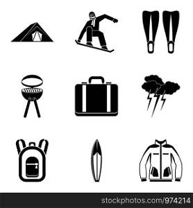Respite icons set. Simple set of 9 respite vector icons for web isolated on white background. Respite icons set, simple style
