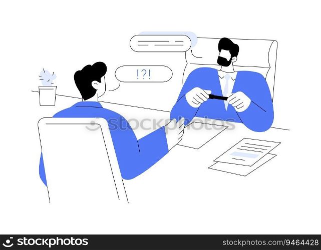 Respond to citizen complaints abstract concept vector illustration. Local government representative talking with citizen, politician occupation, city council, embassy sector abstract metaphor.. Respond to citizen complaints abstract concept vector illustration.