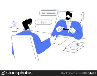 Respond to citizen complaints abstract concept vector illustration. Local government representative talking with citizen, politician occupation, city council, embassy sector abstract metaphor.. Respond to citizen complaints abstract concept vector illustration.