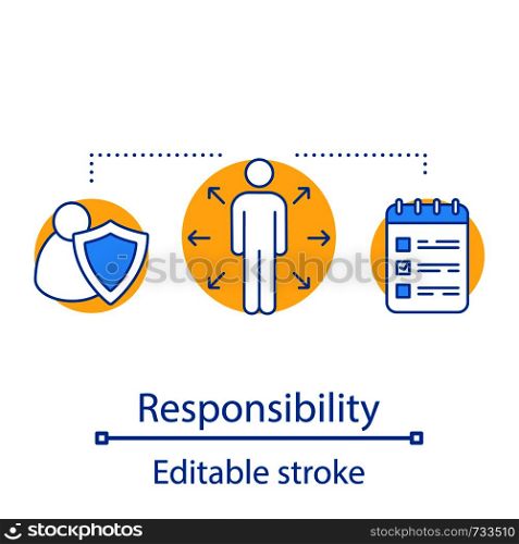 Responsibility concept icon. Decision management idea thin line illustration. Leader. Vector isolated outline drawing. Editable stroke. Responsibility concept icon