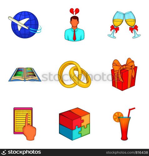 Responsibility icons set. Cartoon set of 9 responsibility vector icons for web isolated on white background. Responsibility icons set, cartoon style