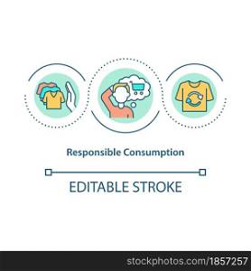 Responsible consumption concept icon. Sustainable consumption and production. Stop overbuying abstract idea thin line illustration. Vector isolated outline color drawing. Editable stroke. Responsible consumption concept icon