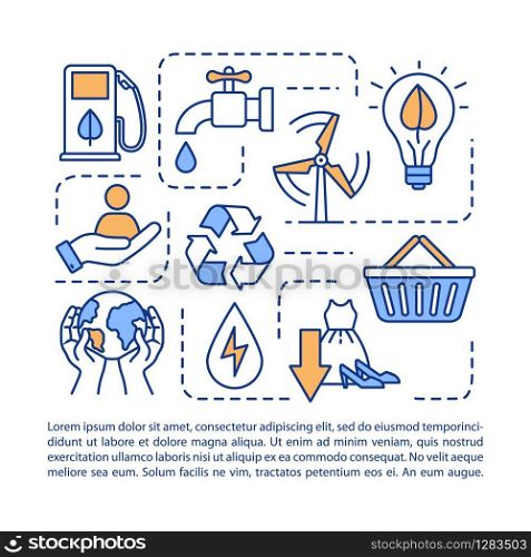 Responsible consumption concept icon with text. Ecology and environment preservation. PPT page vector template. Brochure, magazine, booklet design element with linear illustrations