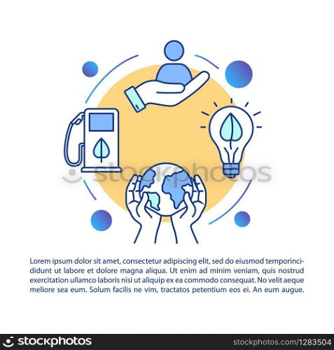 Responsible consumption concept icon with text. Nature protection. Resources and energy preservation. PPT page vector template. Brochure, magazine, booklet design element with linear illustrations