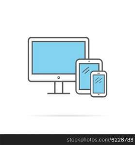 Responsive Design Icon Flat Isolated. Responsive design icon flat. Mobile and desktop website design development process with minimalistic digital tablet isolated. Vector illustration