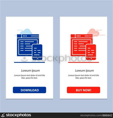 Responsive, Design, Website, Mobile Blue and Red Download and Buy Now web Widget Card Template