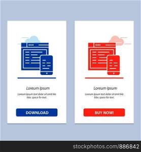 Responsive, Design, Website, Mobile Blue and Red Download and Buy Now web Widget Card Template