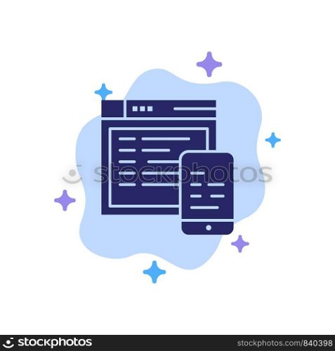 Responsive, Design, Website, Mobile Blue Icon on Abstract Cloud Background