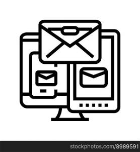 responsive email design marketing line icon vector. responsive email design marketing sign. isolated contour symbol black illustration. responsive email design marketing line icon vector illustration