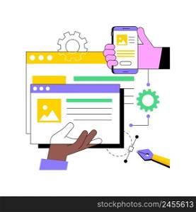 Responsive web design abstract concept vector illustration. Website frontend development, all screens UI and UX, web page mobile version, flexible grid and layout, CSS media query abstract metaphor.. Responsive web design abstract concept vector illustration.