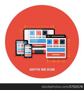Responsive web design concept on red
