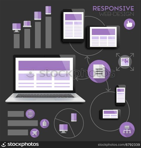 Responsive web-design infographics concept. Vector eps10 with transparency.