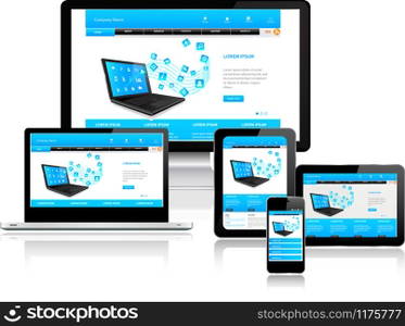 Responsive website template on multiple devices