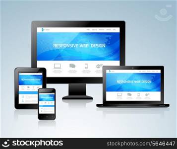 Responsive websites design for computers tablets and mobile phones concept icon vector illustration