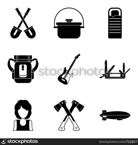 Rest by the fire icons set. Simple set of 9 rest by the fire vector icons for web isolated on white background. Rest by the fire icons set, simple style