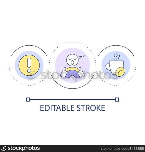 Rest enough before driving loop concept icon. Sleepy driver. Driving safety precaution abstract idea thin line illustration. Isolated outline drawing. Editable stroke. Arial font used. Rest enough before driving loop concept icon