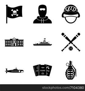 Rest in army icons set. Simple set of 9 rest in army vector icons for web isolated on white background. Rest in army icons set, simple style