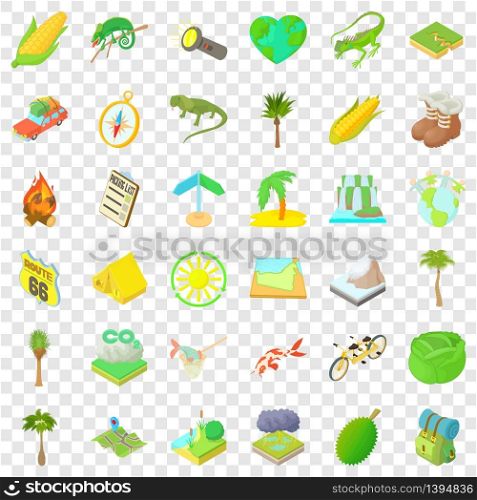 Rest in forest icons set. Cartoon style of 36 rest in forest vector icons for web for any design. Rest in forest icons set, cartoon style