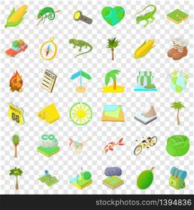 Rest in forest icons set. Cartoon style of 36 rest in forest vector icons for web for any design. Rest in forest icons set, cartoon style