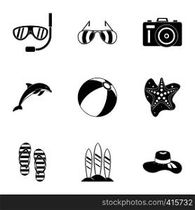 Rest on sea icons set. Simple illustration of 9 rest on sea vector icons for web. Rest on sea icons set, simple style