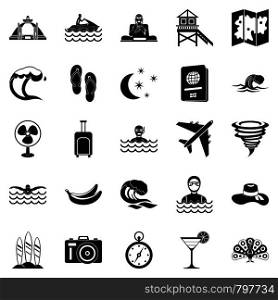 Rest on the ocean icons set. Simple set of 25 rest on the ocean vector icons for web isolated on white background. Rest on the ocean icons set, simple style