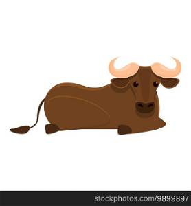 Rest wildebeest icon. Cartoon of rest wildebeest vector icon for web design isolated on white background. Rest wildebeest icon, cartoon style