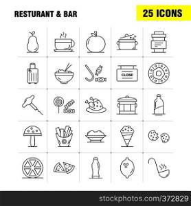 Restaurant And Bar Line Icon for Web, Print and Mobile UX/UI Kit. Such as: Food, Piece, Pizza, Eat, Food, Meal, Potato, Eat, Pictogram Pack. - Vector