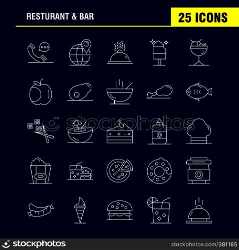 Restaurant And Bar Line Icon for Web, Print and Mobile UX/UI Kit. Such as: Telephone, Phone, Chat, Hotel, World, Map, Location, Hotel, Pictogram Pack. - Vector