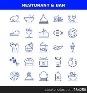 Restaurant And Bar Line Icon for Web, Print and Mobile UX/UI Kit. Such as: Telephone, Phone, Chat, Hotel, World, Map, Location, Hotel, Pictogram Pack. - Vector