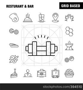 Restaurant And Bar Line Icon for Web, Print and Mobile UX/UI Kit. Such as: Casino, Gambling, Game, Group, House, Camera, Entertainment, Image, Pictogram Pack. - Vector