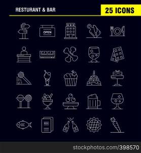 Restaurant And Bar Line Icon for Web, Print and Mobile UX/UI Kit. Such as: Direction, Navigation, Sign, Board, Hotel, Board, Open, Sign, Pictogram Pack. - Vector