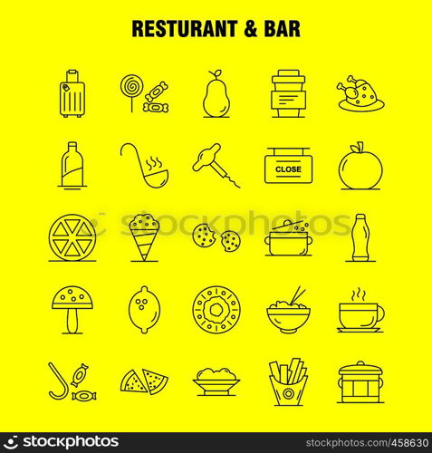 Restaurant And Bar Line Icon for Web, Print and Mobile UX/UI Kit. Such as: Food, Piece, Pizza, Eat, Food, Meal, Potato, Eat, Pictogram Pack. - Vector