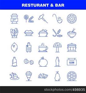 Restaurant And Bar Line Icon for Web, Print and Mobile UX/UI Kit. Such as: Food, Piece, Pizza, Eat, Food, Meal, Potato, Eat, Pictogram Pack. - Vector