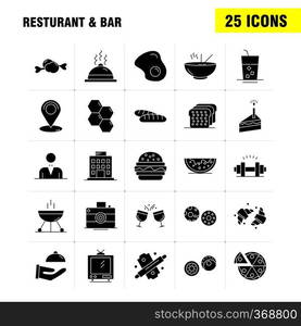 Restaurant And Bar Solid Glyph Icon for Web, Print and Mobile UX/UI Kit. Such as  Casino, Gambling, Game, Group, House, Camera, Entertainment, Image, Pictogram Pack. - Vector