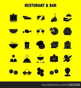 Restaurant And Bar Solid Glyph Icon for Web, Print and Mobile UX/UI Kit. Such as: Casino, Gambling, Game, Group, House, Camera, Entertainment, Image, Pictogram Pack. - Vector