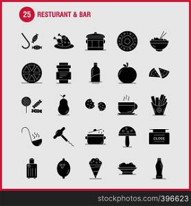 Restaurant And Bar Solid Glyph Icon for Web, Print and Mobile UX/UI Kit. Such as: Food, Piece, Pizza, Eat, Food, Meal, Potato, Eat, Pictogram Pack. - Vector