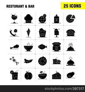 Restaurant And Bar Solid Glyph Icon for Web, Print and Mobile UX/UI Kit. Such as: Telephone, Phone, Chat, Hotel, World, Map, Location, Hotel, Pictogram Pack. - Vector