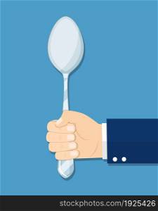 Restaurant and Food concept. hands holding spoon. Vector illustration in flat style. hands holding fork