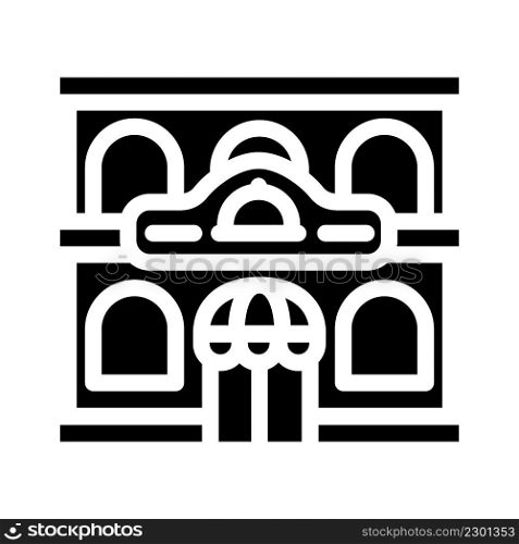restaurant building glyph icon vector. restaurant building sign. isolated contour symbol black illustration. restaurant building glyph icon vector illustration