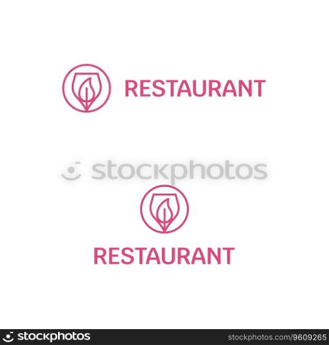 Restaurant business logo with brand name. Wineglass and candle icon. Creative design element. Visual identity. Suitable for food chain, bar, restaurant, eatery.. Restaurant text with wineglass and candle logo