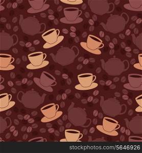 Restaurant cafe seamless pattern with coffee cup and beans vector illustration
