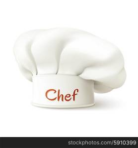 Restaurant chef hat realistic isolated on white background vector illustration. Chef Hat Realistic