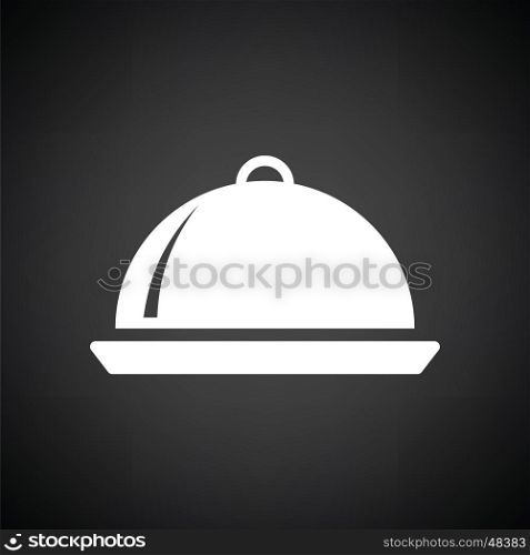 Restaurant cloche icon. Black background with white. Vector illustration.