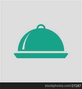 Restaurant cloche icon. Gray background with green. Vector illustration.