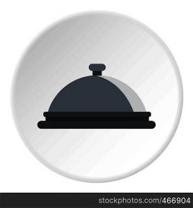 Restaurant cloche icon in flat circle isolated vector illustration for web. Restaurant cloche icon circle