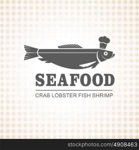 Restaurant, fish dishes, seafood.Fish in K. cook Vector logo.