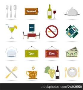 Restaurant food cooking and serving icons set isolated vector illustration