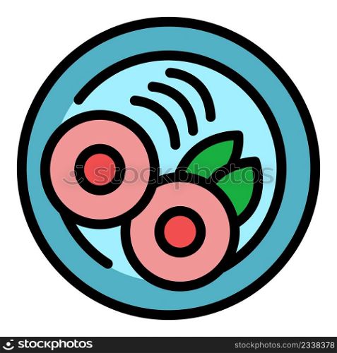 Restaurant food plate icon. Outline restaurant food plate vector icon color flat isolated. Restaurant food plate icon color outline vector