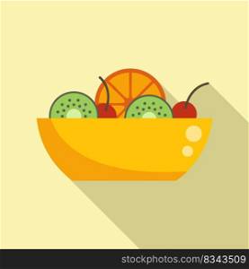 Restaurant fruit salad icon flat vector. Diet meal. Organic dish. Restaurant fruit salad icon flat vector. Diet meal