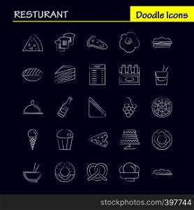 Restaurant Hand Drawn Icons Set For Infographics, Mobile UX/UI Kit And Print Design. Include: Carrot, Food, Vegetable, Meal, Bottle, Food, Meal, Mustard, Eps 10 - Vector